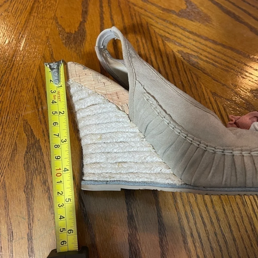 LEVITY women wedge platform sandals cork espadrilles leather suede Sz 7